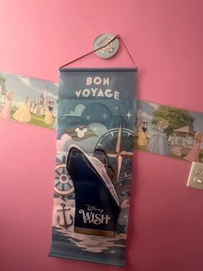 DCL-  Disney Wish Inaugural Sailing Cabin Door Banner & Sail Away Decor Set